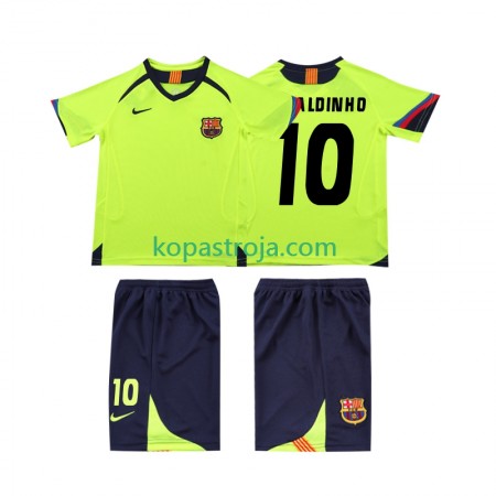 Billiga Fotbollströjor FC Barcelona RONALDINHO 10 2006 Retro Barn Borta tröja 2005 Kortärmad